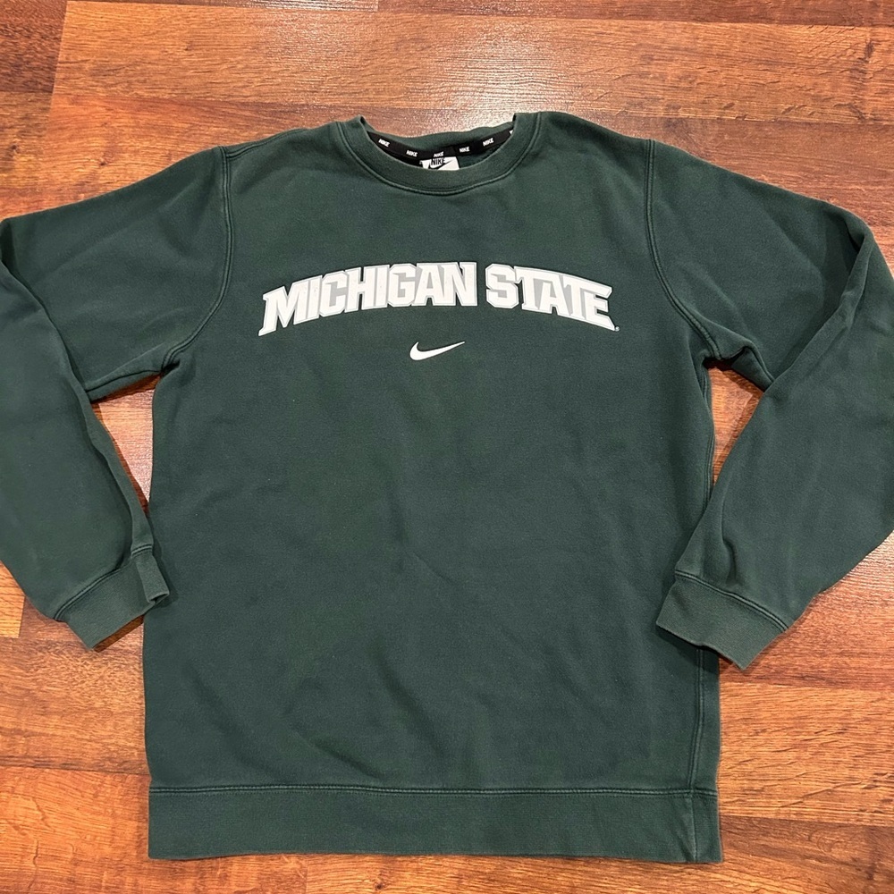 Nike Sweatshirt Michigan State Spartans Center Swoosh Crew Neck Size Small